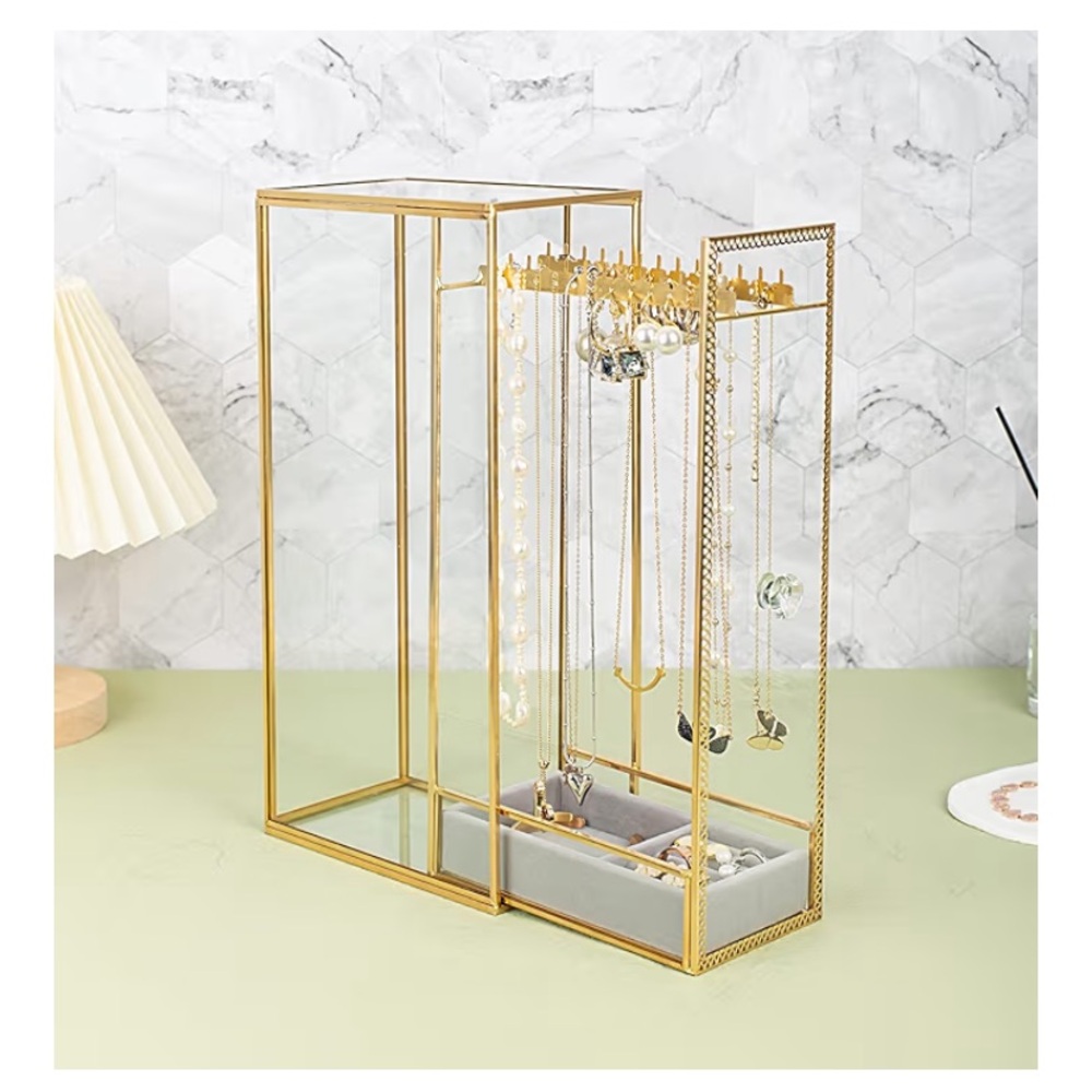 Gold Jewelry Organizer/Display with Velvet Tray
